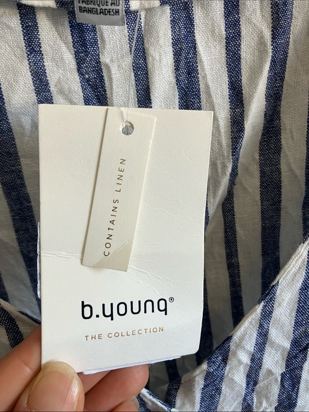 NWT size 8 Medium B. Young Sleeveless Blue & White Striped Button-Front Dress - Picture 5 of 9